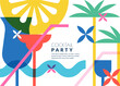 Summer tropical cocktails vector geometric illustration. Abstract color block flat background. Banner, party poster, flyer, bar alcohol list menu design