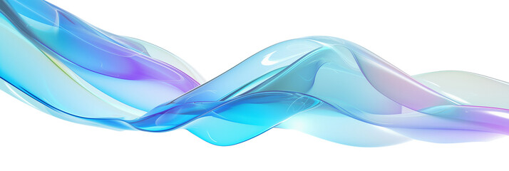 Wall Mural - 3D shimmering glass wave, transparent and flowing, isolated on transparent background