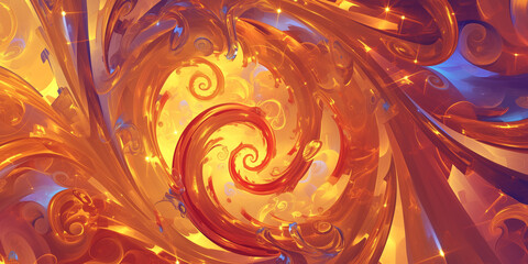 Wall Mural - Shimmering metallic swirl pattern background with vibrant hues