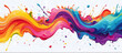 © E - Color brush paint ribbon stroke swirl abstract splash background wave. Brush brushstroke color ribbon paint stroke flow shape wavy design paintbrush pen fluid rainbow element texture acrylic 3D line.