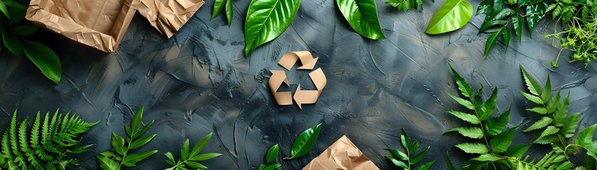 Wall Mural - Eco Friendly Packaging with Biodegradable Materials and Nature Elements Reducing Landfill Waste Concept