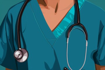 An artistic illustration of a medical professional wearing a stethoscope around their neck, depicting expertise and care.