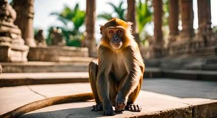 Sticker - Monkey in a temple.