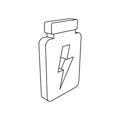 Poster - The outline of a large power jar symbol is made with black lines. 3D view of the object in perspective. Vector illustration on white background
