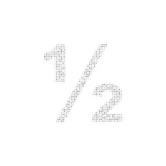 Poster - The half fraction symbol filled with black dots. Pointillism style. Vector illustration on white background