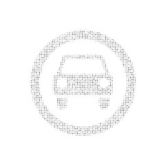 Poster - The no car symbol filled with black dots. Pointillism style. Vector illustration on white background
