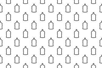 Poster - Seamless pattern completely filled with outlines of a large bottle of water symbols. Elements are evenly spaced. Illustration on transparent background