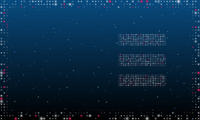 Poster - On the right is the identity symbol filled with white dots. Pointillism style. Abstract futuristic frame of dots and circles. Some dots is pink. Vector illustration on blue background with stars