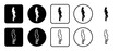 Icon set of pregnant woman symbol. Filled, outline, black and white icons set, flat style.  Vector illustration on white background