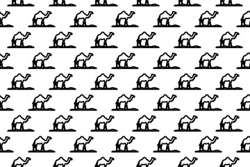 Poster - Seamless pattern completely filled with outlines of wild camel symbols. Elements are evenly spaced. Illustration on transparent background