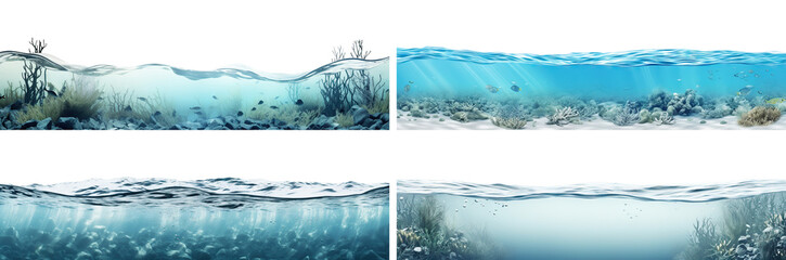 Wall Mural - Set of serene underwater seascapes, cut out