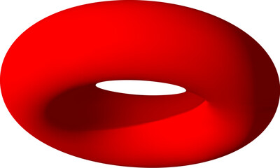 Poster - Isolated colorful torus in 3D perspective. Abstract geometric donut shape, in rotation