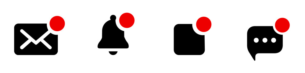 Poster - Notification icons set. New email, new message icon. Chat on social networks notifies about communication. application notification icons Vector illustration