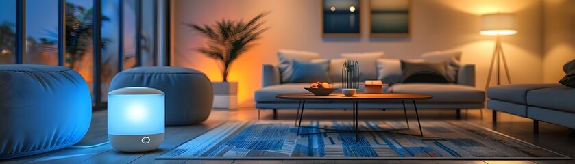 Poster - Showcasing Innovative and Convenient Smart Home Gadgets in a Cozy and Stylish Living Room Setting