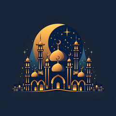 Wall Mural - Eid al adha islamic logo t-shirt, card, poster design.Eid al adha, eid al fitr concept illustration ,Generative Ai