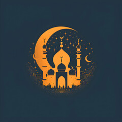 Wall Mural - Eid al adha islamic logo t-shirt, card, poster design.Eid al adha, eid al fitr concept illustration ,Generative Ai