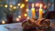 Shabbat Shalom - wine, challah and candles, world religious day, Generative Ai