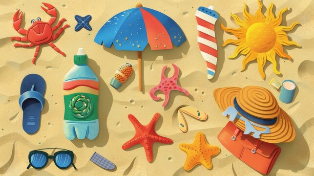 summer background paper cut style.