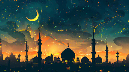 eid al adha islamic poster, background design.eid al adha, eid al fitr concept illustration backgrou