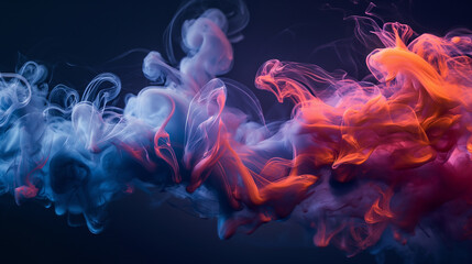 Wall Mural - A colorful smoke trail with blue, red and orange colors