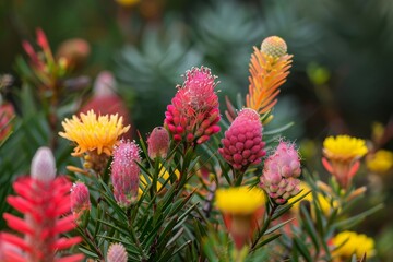 Wall Mural - a garden with a variety of flowers including pink, yellow, and purple