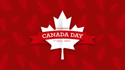 Canada day greeting background with maple leaves