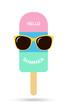 Hello summer, colored ice cream on white background, vector illustration