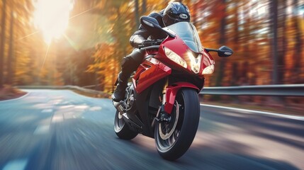 Canvas Print - A motorcyclist on the road.