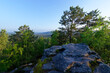 Rock of the mouse panorama in Trois Pignons forest.  Massif forest of Fontainebleau