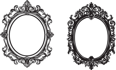 black vintage frames on white background