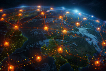 Poster - A globe with a lot of lights on it