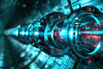 Poster - A computer generated image of a blue and red object