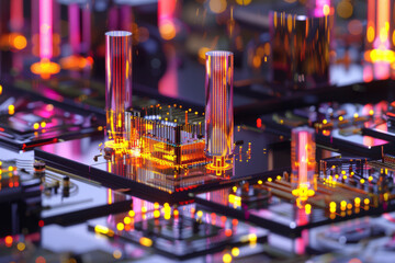 Poster - A computer generated image of a city with lots of lights