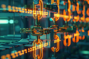 Poster - A computer generated image of a chain with numbers on it