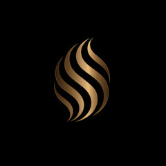 Wall Mural - Elegant Golden Abstract Design on Black Background. Logo