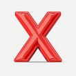A 3d red letter X, or no symbol, on a white background.