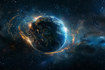 Poster - A picture of the earth in space with a lot of stars