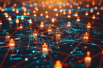 Poster - A computer screen shows a network of people connected to each other