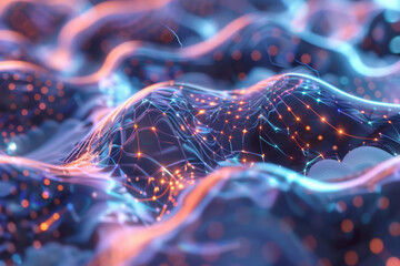 Poster - A computer generated image of a blue and orange wave