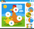 match the pieces activity with cartoon hen and chick farm animals