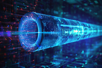 Poster - A computer generated image of a blue tube with numbers on it