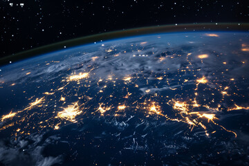 Poster - A view of the earth from space at night