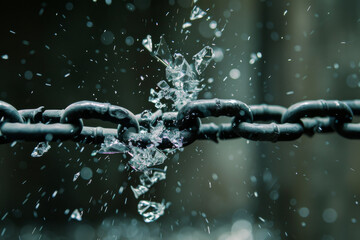 Poster - A close up of a chain with a broken link