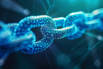 Poster - A close up of a chain with a blue background