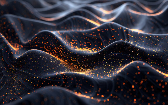 A computer-generated wavy surface with fluid and dynamic patterns and movements