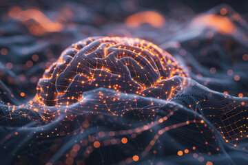 Poster - A computer generated image of a brain made of lines and dots
