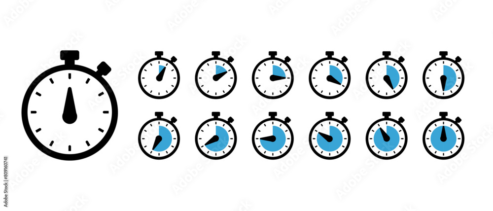 Set of Timer icons. Timer and stopwatch icons. Countdown timer ...