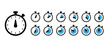 © Amina - Set of Timer icons. Timer and stopwatch icons. Countdown timer collection. Clock arrow.