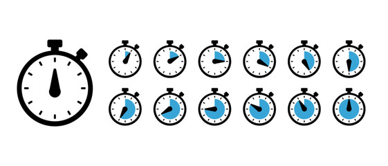 Wall Mural - Set of Timer icons. Timer and stopwatch icons. Countdown timer collection. Clock arrow.