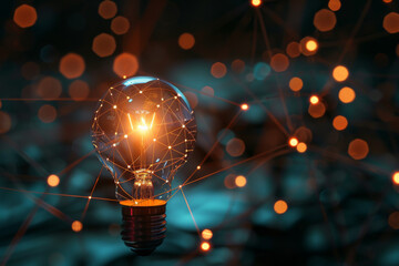 Poster - A light bulb with a glowing light inside of it